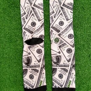 Cash Money Benjamins Dead Presidents Scrilla $100 Bills All-over Large Socks New